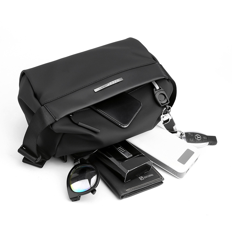 New casual men's functional crossbody bag, water-resistant chest bag, European and American trend single-shoulder crossbody backpack, cross-border consignment Specification drawing