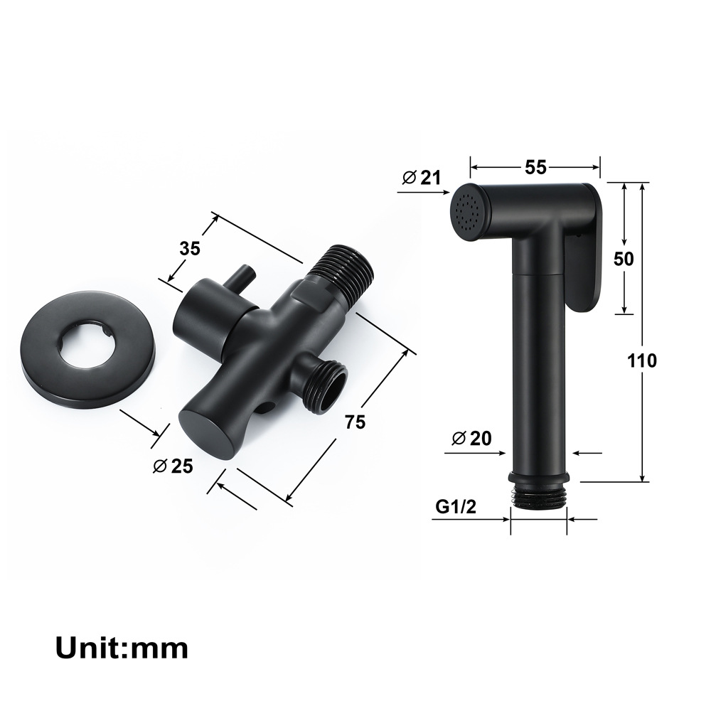 Black bathroom sink, toilet spray gun set, kitchen high-pressure flush, shower head, single Angle valve, hose Application Scenario