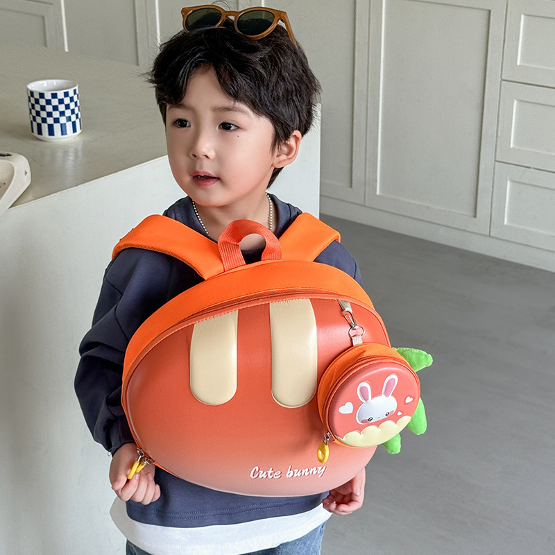 New cute cartoon carrot-shaped backpacks for kindergartens, boys' and girls' backpacks to reduce the burden on babies details Picture