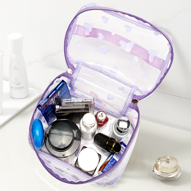 2025 New style fashionable pvc hand-held toiletry bag, travel cosmetics storage, multi-functional portable waterproof makeup bag Application Scenario