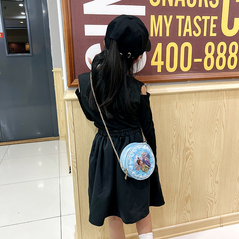 Mini pu princess sequined single-shoulder bag for kindergarten children, children's accessory bag, cartoon schoolbag, trendy and fashionable Specification drawing