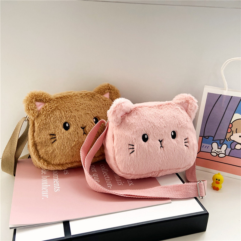 A new cute plush kitten cartoon children's fashion and personality Japanese-style Harajuku soft girl single-shoulder crossbody small bag details Picture