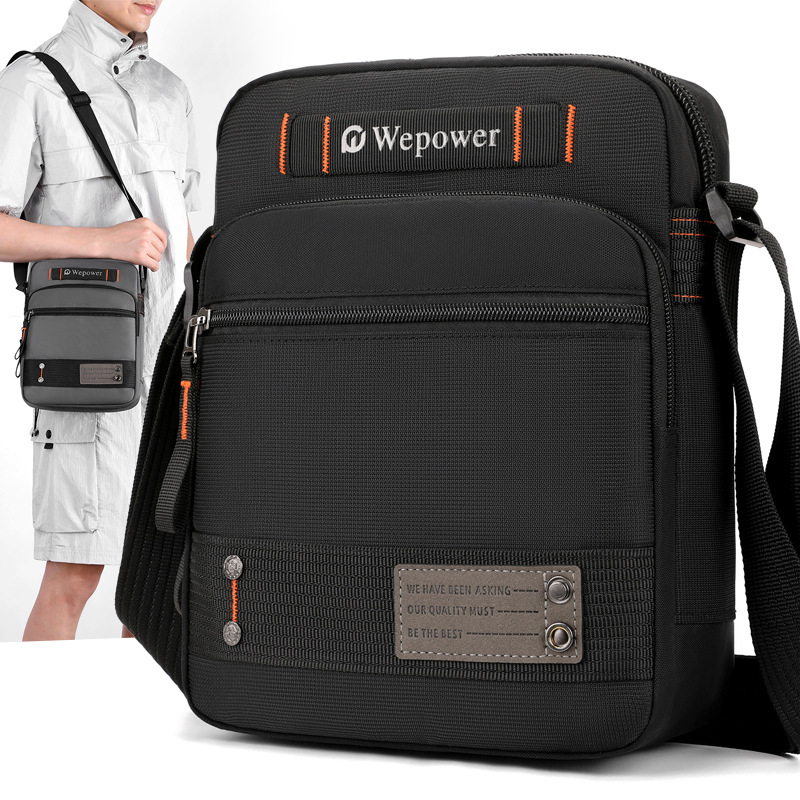 WEPOWER's new crossbody bag, a multi-layered waterproof and wear-resistant men's bag, is a lightweight and casual travel crossbody bag full figure