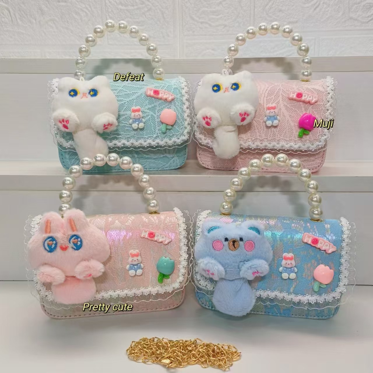 Pearl handbag, crossbody bag, accessory bag, little cat dumpling bag, children's bag, chain small square bag, lucky money bag, girl Application Scenario