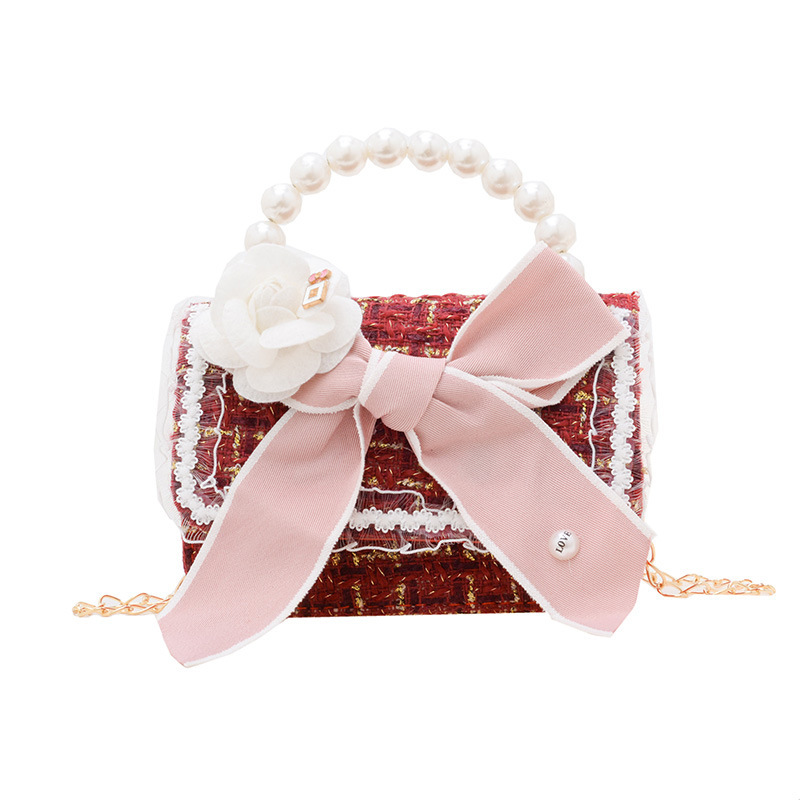 Children's bag, stylish New Year red little girl princess single-shoulder bag, festive and fashionable bow, cute crossbody bag Item Picture