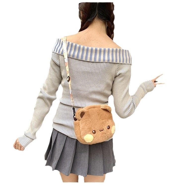 Korean version cute plush bear single-shoulder bag 2024 New style soft and sweet girl toy bag coin purse single-shoulder crossbody bag Item Picture