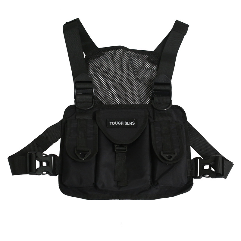 Trendy Hong Kong-style men's and women's multi-functional vest bag, ins hip-hop chest bag, workwear motorcycle tactical bag, street vest bag Item Picture