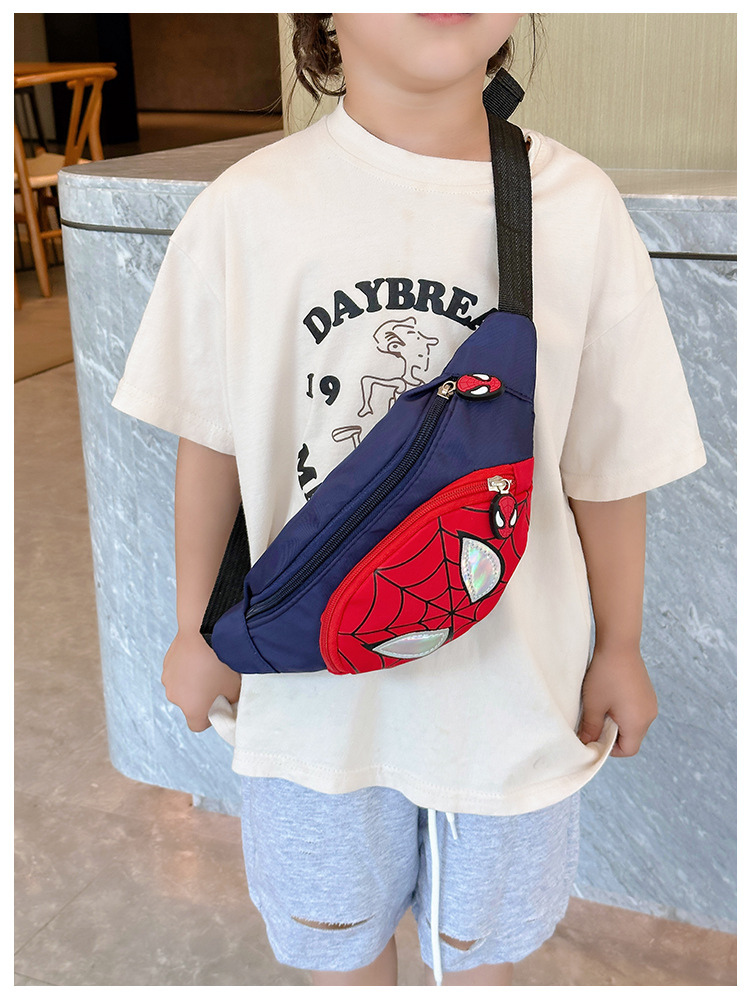 Children's Spider-Man canvas chest bag and waist bag 2023 New trendy boys' travel small backpack, personalized and fashionable children's bag Specification drawing