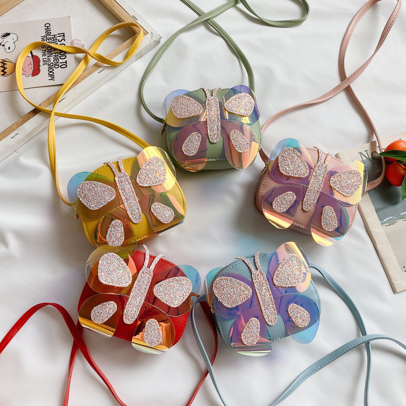 2020 New children's cute butterfly-shaped, stylish and fashionable accessories for loose change, single-shoulder crossbody fashionable small bag full figure