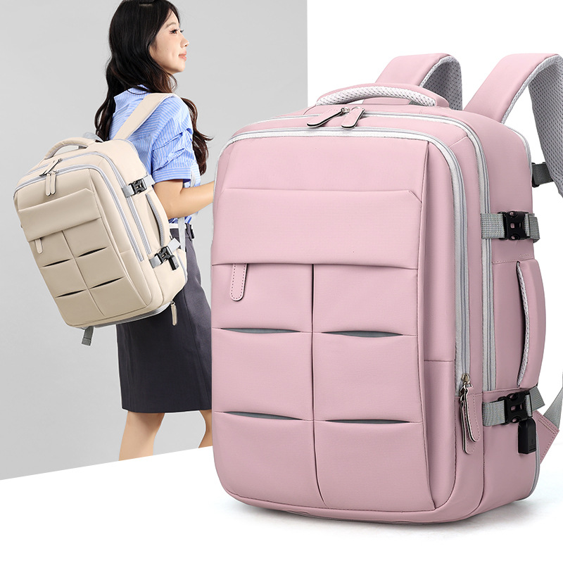 High-end business backpack, men's travel backpack, large capacity, multi-functional student computer bag, shoe compartment, multiple pockets full figure