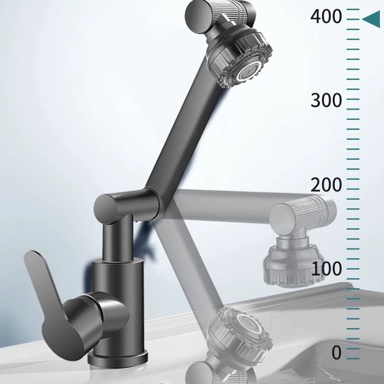 Mechanical arm universal faucet, Maneki Neko universal faucet, washbasin faucet, cold and hot water faucet Specification drawing
