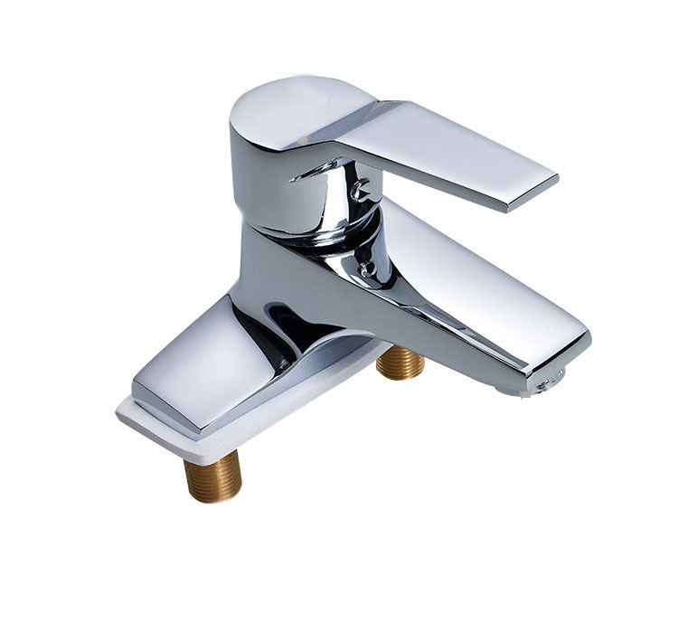 Copper single handle double double-hole direct entry cold and hot water basin faucet, three-hole washbasin faucet details Picture