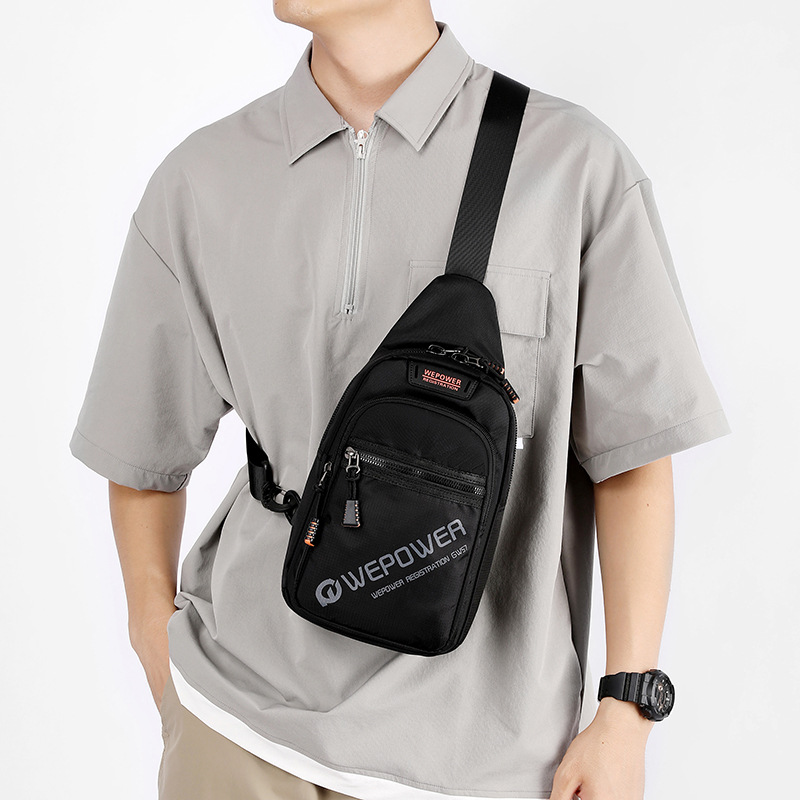 WEPOWER's new casual business Korean-style lightweight men's chest bag, single-shoulder chest travel sports crossbody backpack details Picture