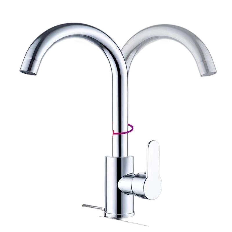 All-copper kitchen faucet, hot and cold sink, stainless steel water splash-proof washbasin, single-cooling rotating household balcony Item Picture