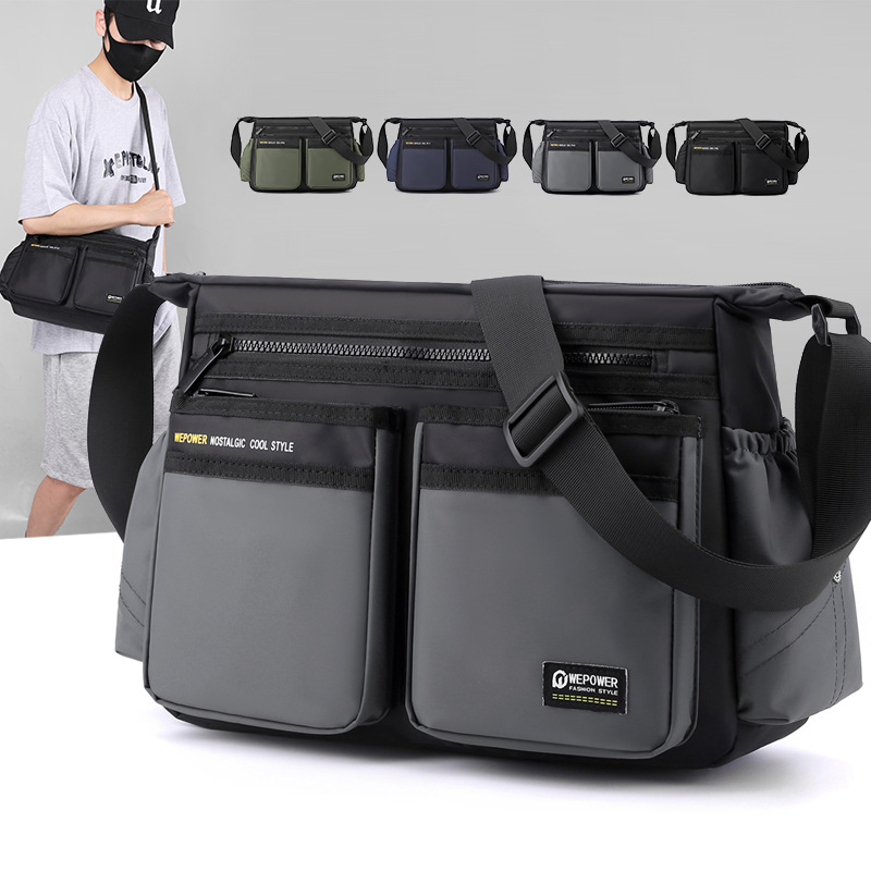 New cross-border men's crossbody bag, outdoor sports single-shoulder bag, large-capacity travel bag, Oxford cloth men's bag, messenger bag full figure