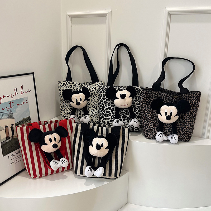 The new 2024 trendy retro single-shoulder bag and casual commuting tote bag with Mickey leopard print, the same style as on Xiaohongshu full figure