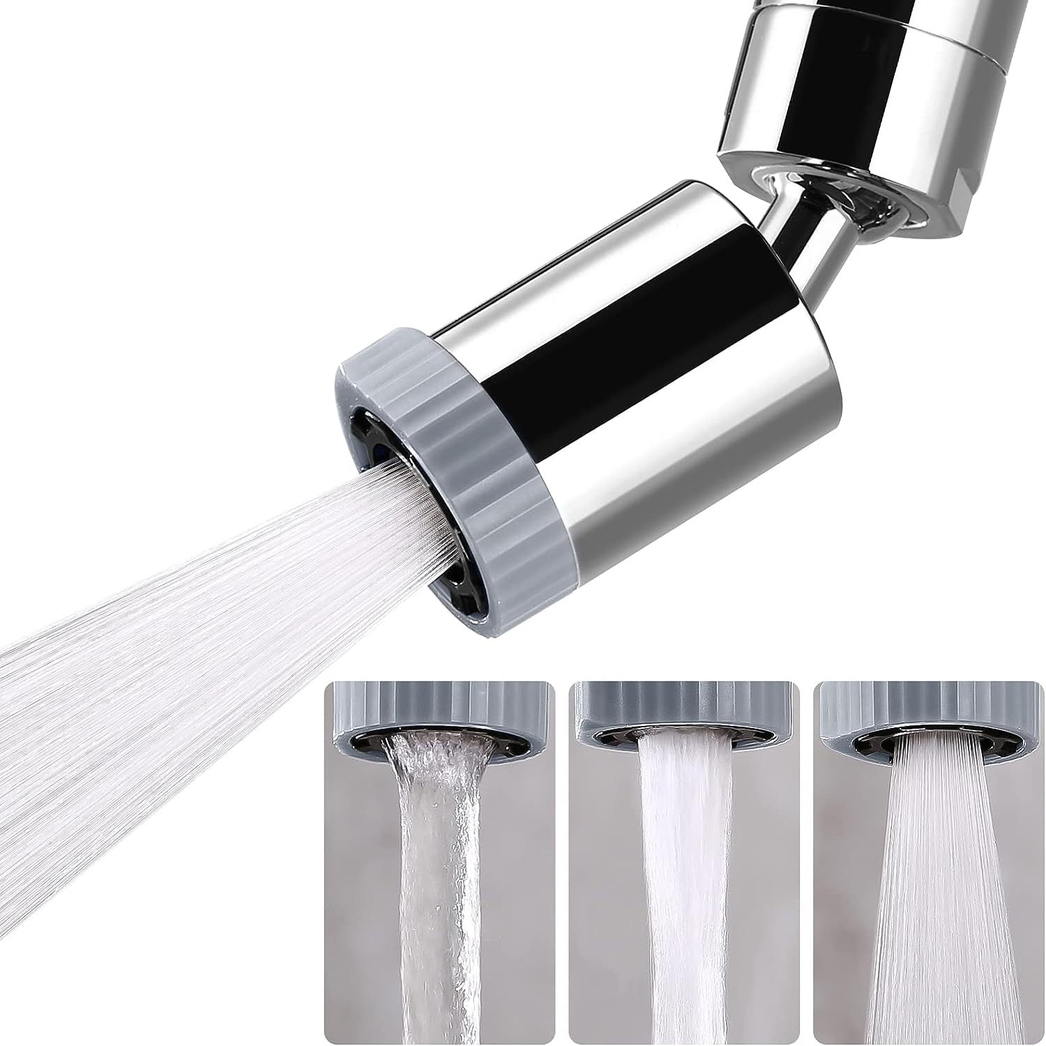 Splash-proof showerhead, faucet extender, rotatable faucet head, kitchen basin faucet, 720-degree bubble maker Specification drawing