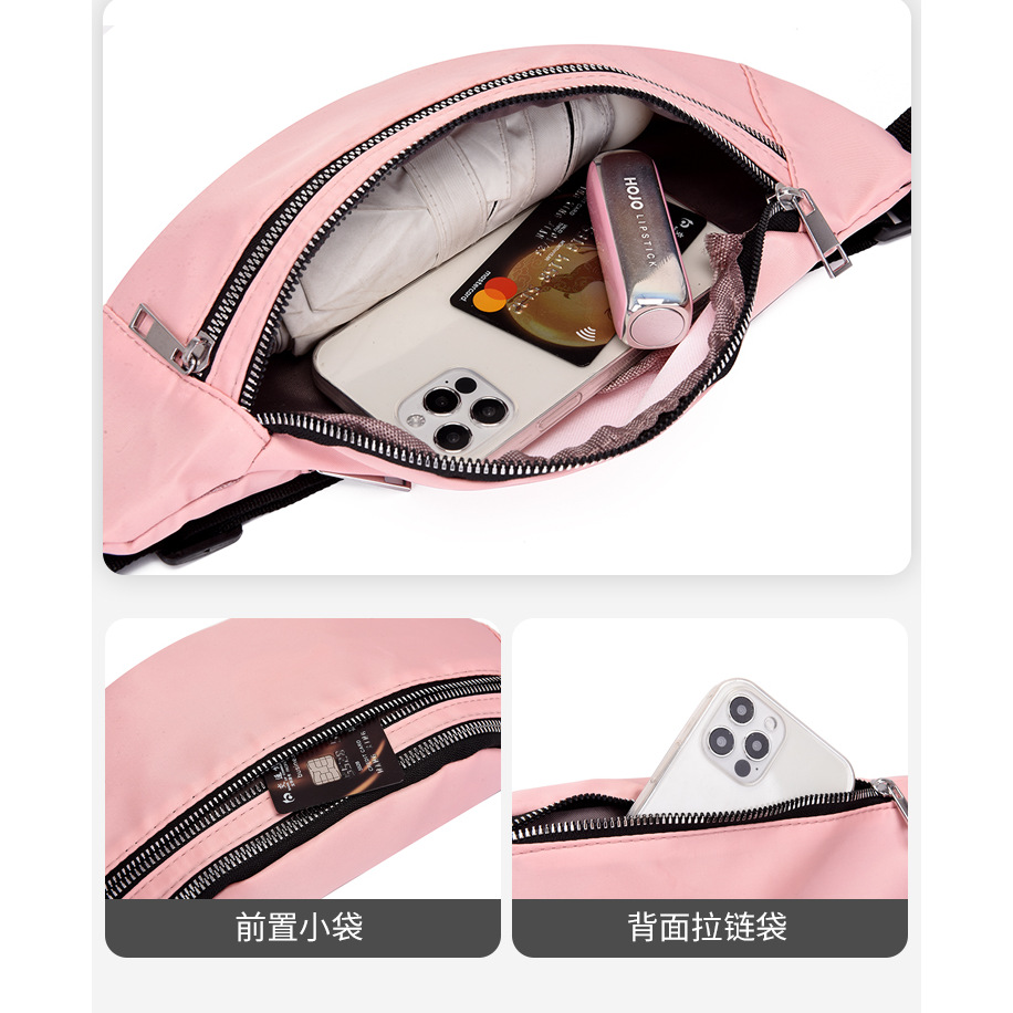 Female bag Messenger bag: Lady waist bag Mobile phone crossbody bag Water repellent bag waist pack Specification drawing