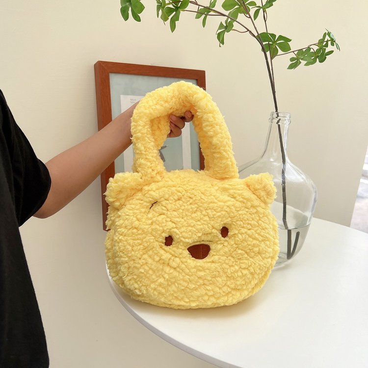 2022 New Cute Children's plush bag, Korean version large capacity bear handbag, Cartoon Ugly and cute lamb plush bag Specification drawing