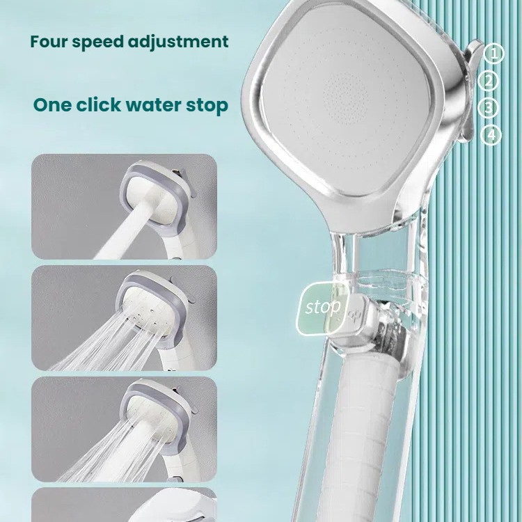 Cross-border negative ion pressurized showerhead with switch, hand-held abs showerhead, Japanese three-speed water-stop showerhead Application Scenario