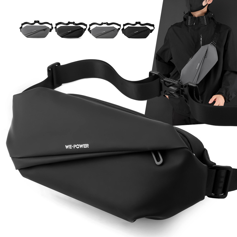 Wepower's new trendy men's chest bag, water-resistant single-shoulder crossbody bag and magnetic buckle waist bag full figure
