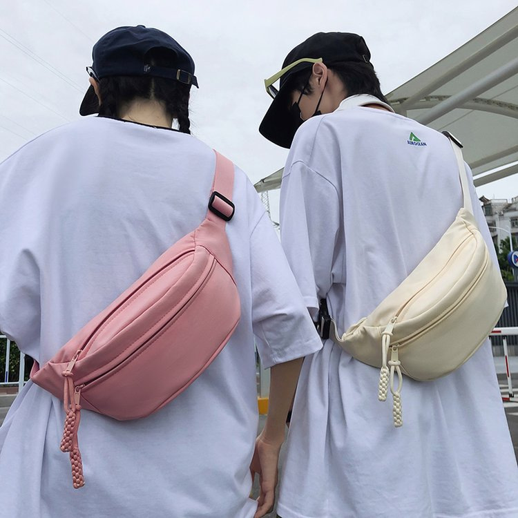 Simple crossbody bag, chest bag, fashionable and casual bag for women, 2025 new couple bag, versatile for sports, Japanese-style waist bag Specification drawing