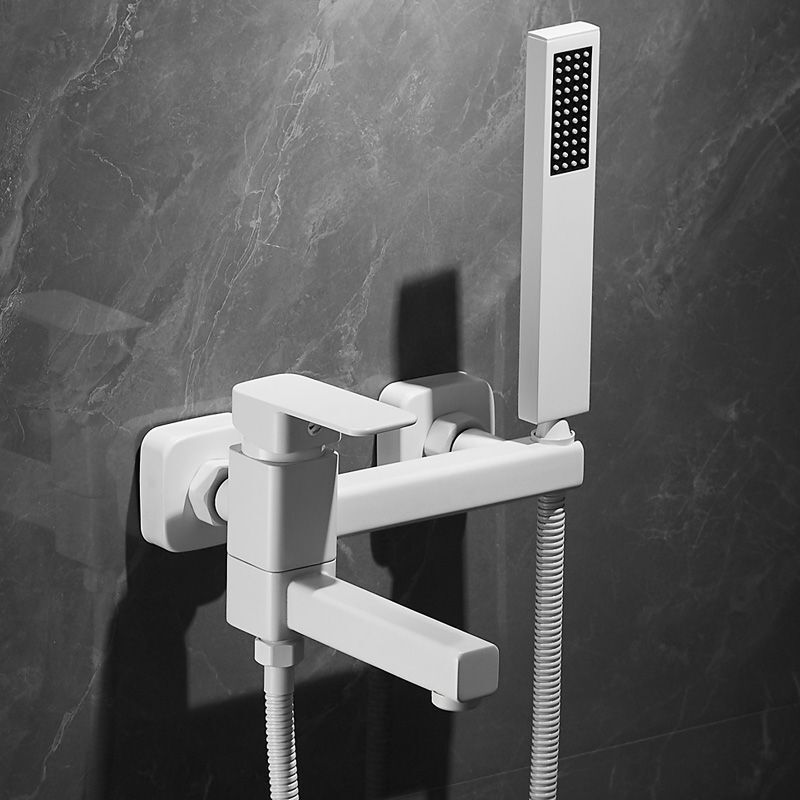 White bathtub faucet, simple shower head, all-copper mixing valve set, bathroom bath and shower pressurized nozzle full figure