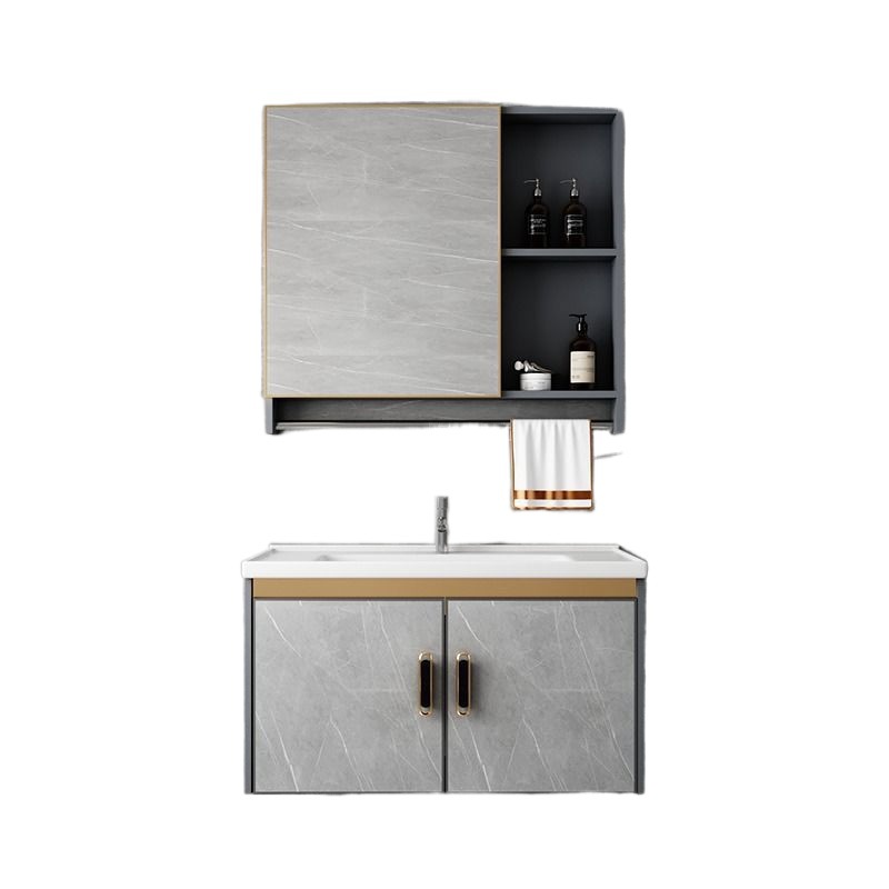 Wholesale of simple space aluminum bathroom cabinets, bathroom washbasins, integrated ceramic washbasins, washbasins and washbasins Item Picture