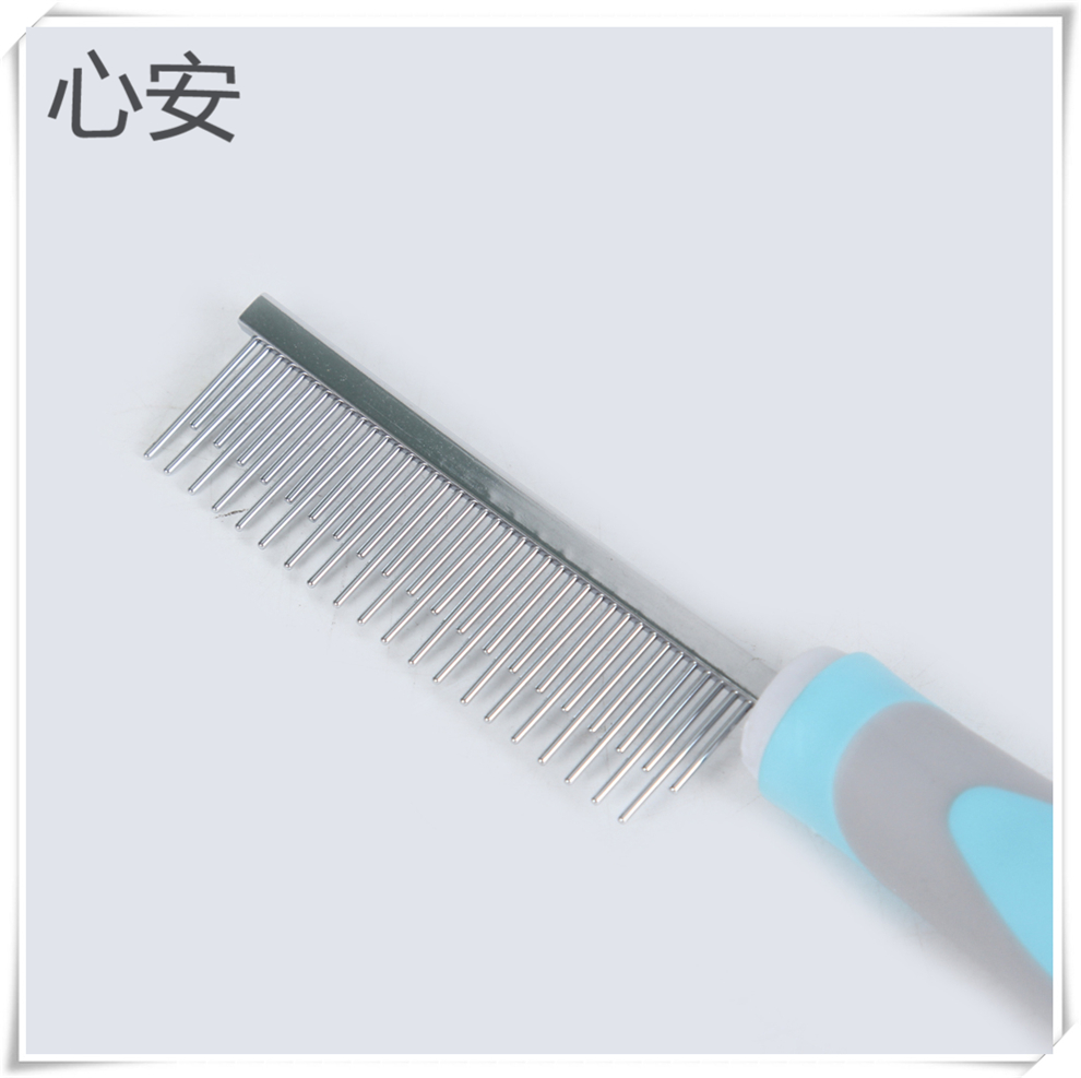 Colorful pet comb, stainless steel single-sided high and low comb, dog hair brush, knot-opening comb, anti-knotting cat and dog pet supplies details Picture