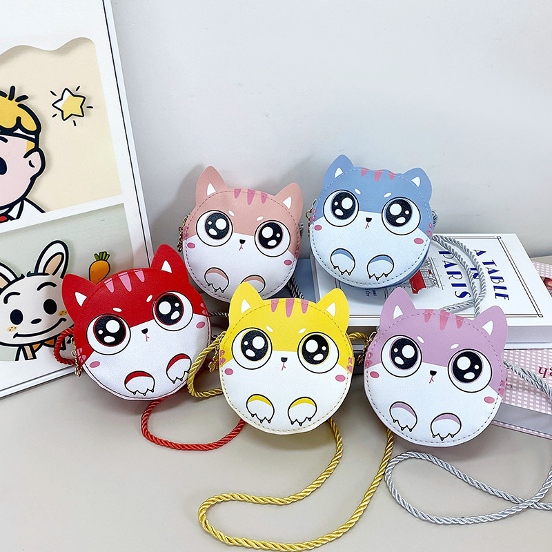 Big Face Cat crossbody bag, new cute children's bag, crossbody cartoon single-shoulder bag, baby accessories, coin purse wholesale full figure