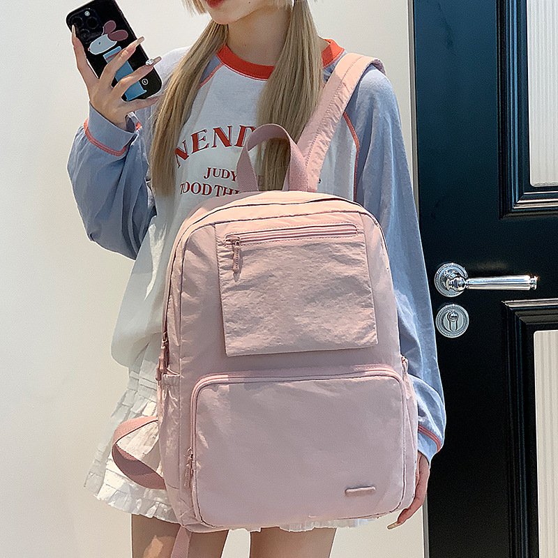 Colorful Fox Korean version nylon backpack for women, student style, large capacity, simple, casual and light for commuting full figure
