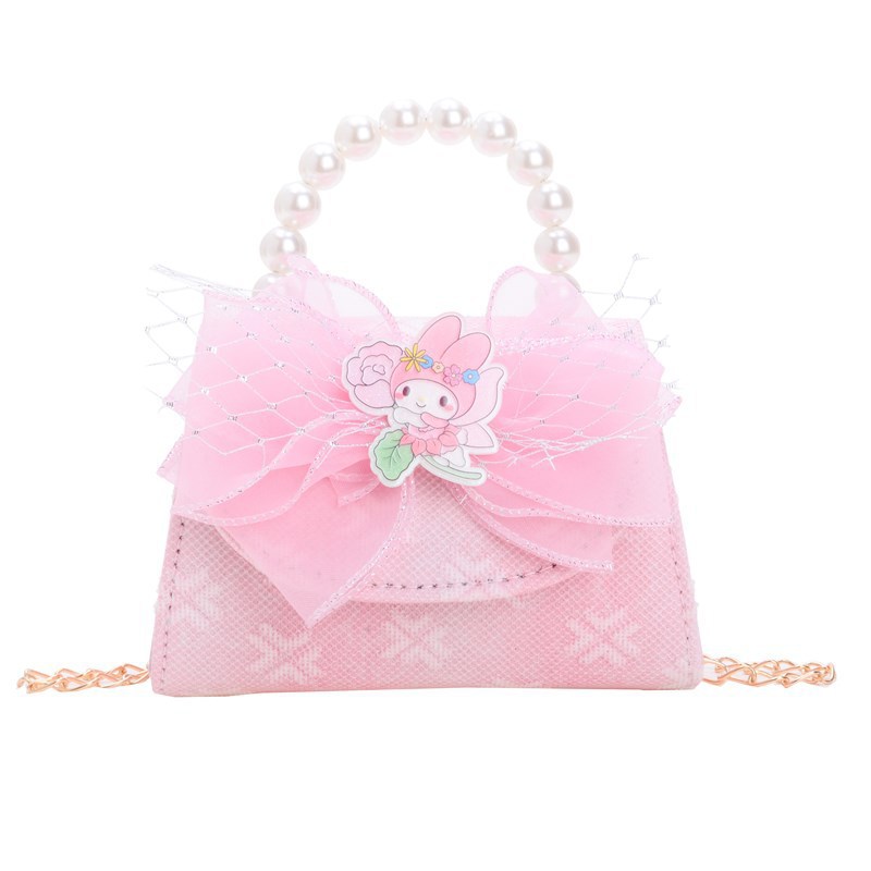 Children's bag, fashionable princess pearl handbag, cute little girl coin purse, stylish lace single-shoulder crossbody bag Item Picture