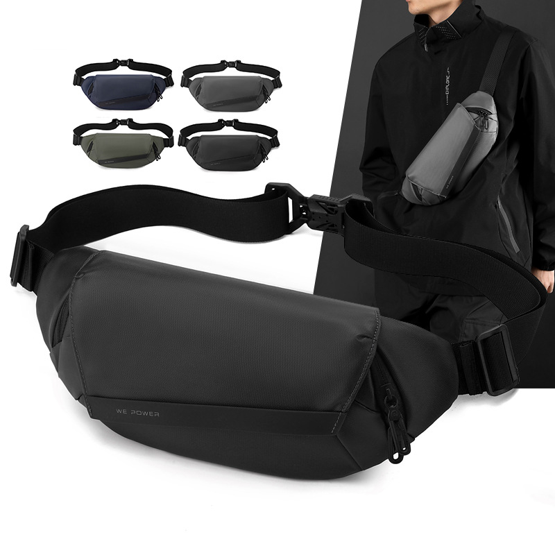 WEPOEWR's new cycling functional crossbody bag, sports waist bag, business commuting men's magnetic clasp chest bag full figure