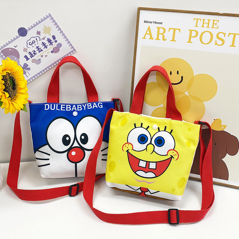 2023 Trendy and fashionable children's canvas cartoon printed crossbody bag, Korean version cute single-shoulder hand-held girls' coin purse details Picture