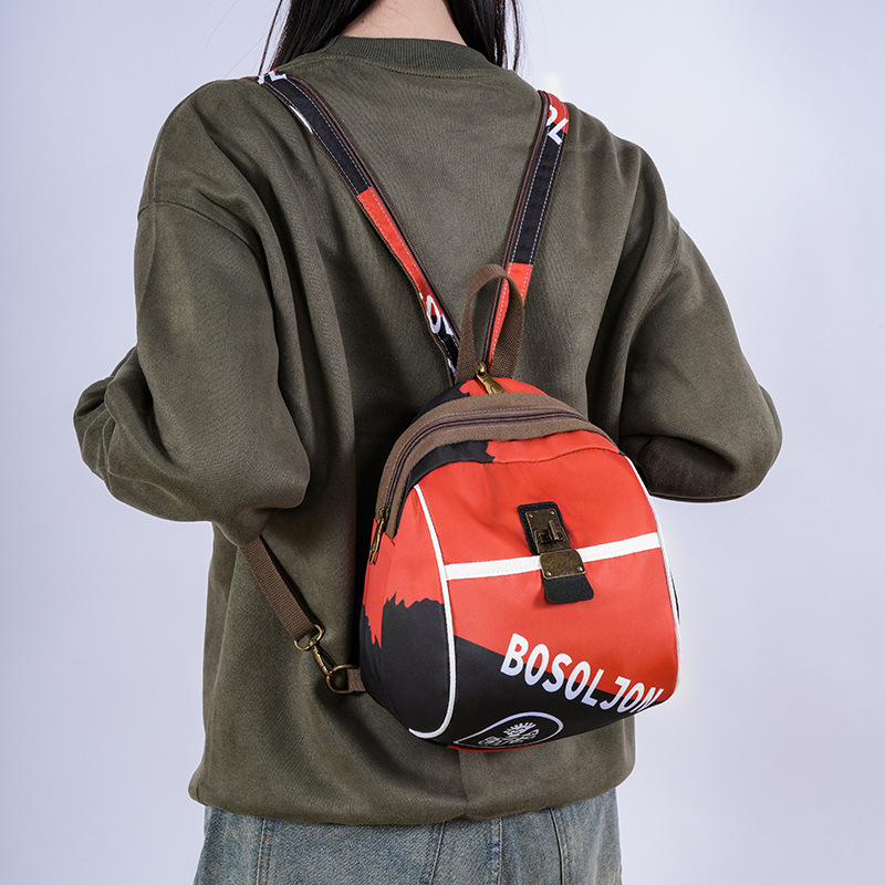 Letter Universal Canvas Backpack for Women, 2025 New style of Chinese trend fashion travel women's backpack, Oxford fabric print trend details Picture
