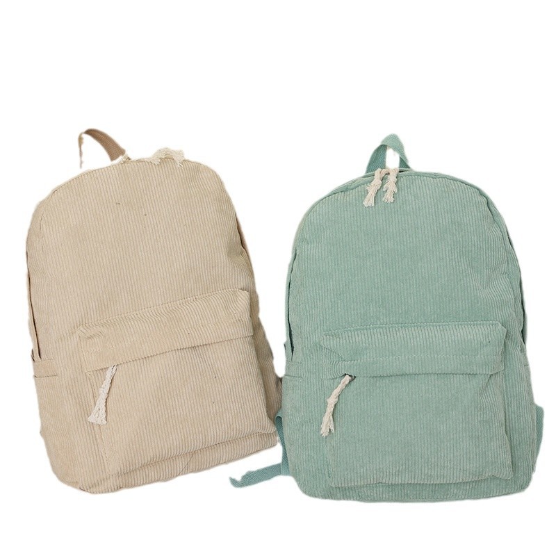 New student schoolbag, women's corduroy, high appearance level, large-capacity backpack, fashionable and simple, college student backpack Item Picture