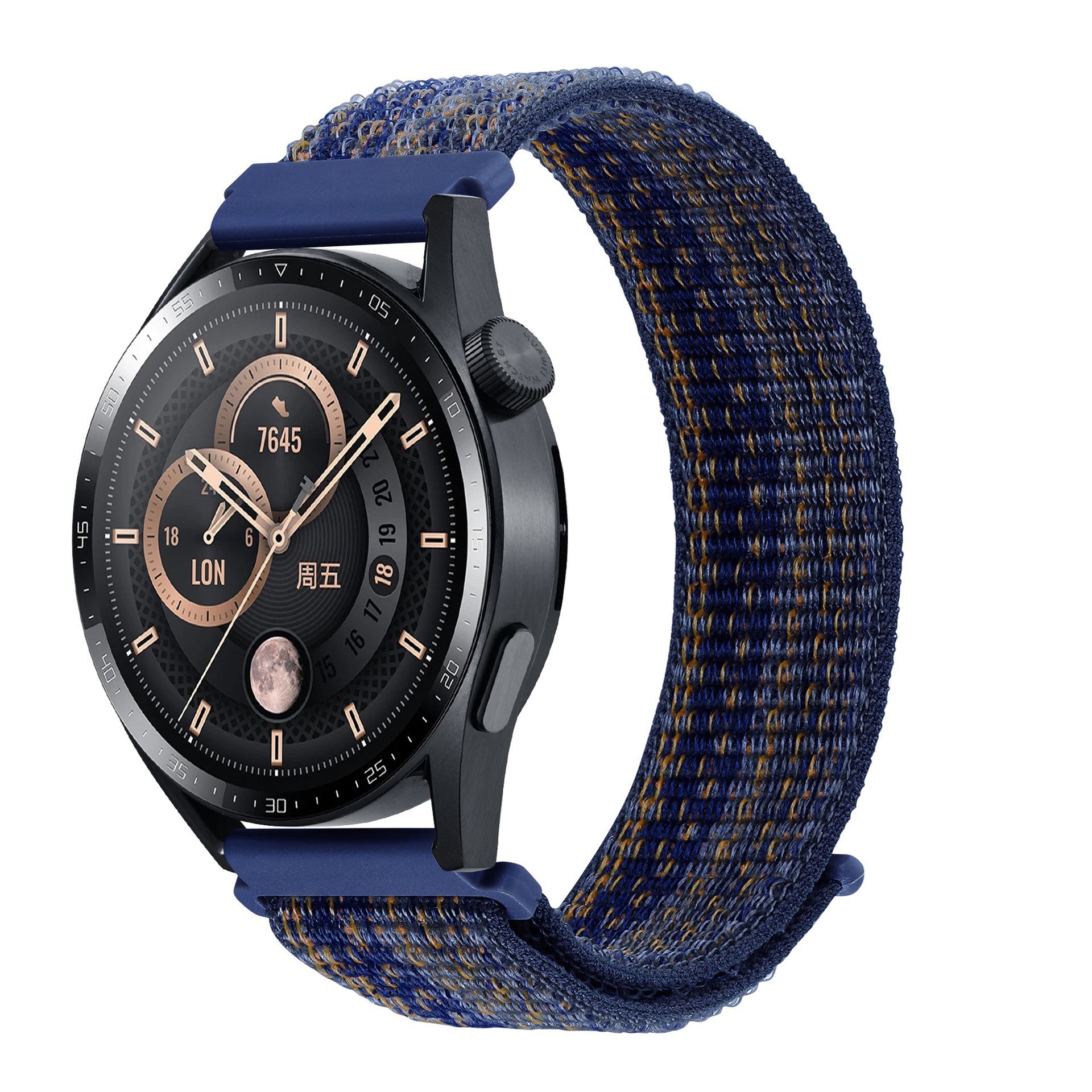 It is compatible with Huawei gt45 band, Garmin Samsung watch4567 band and Redmi watch 5 nylon loop band Item Picture