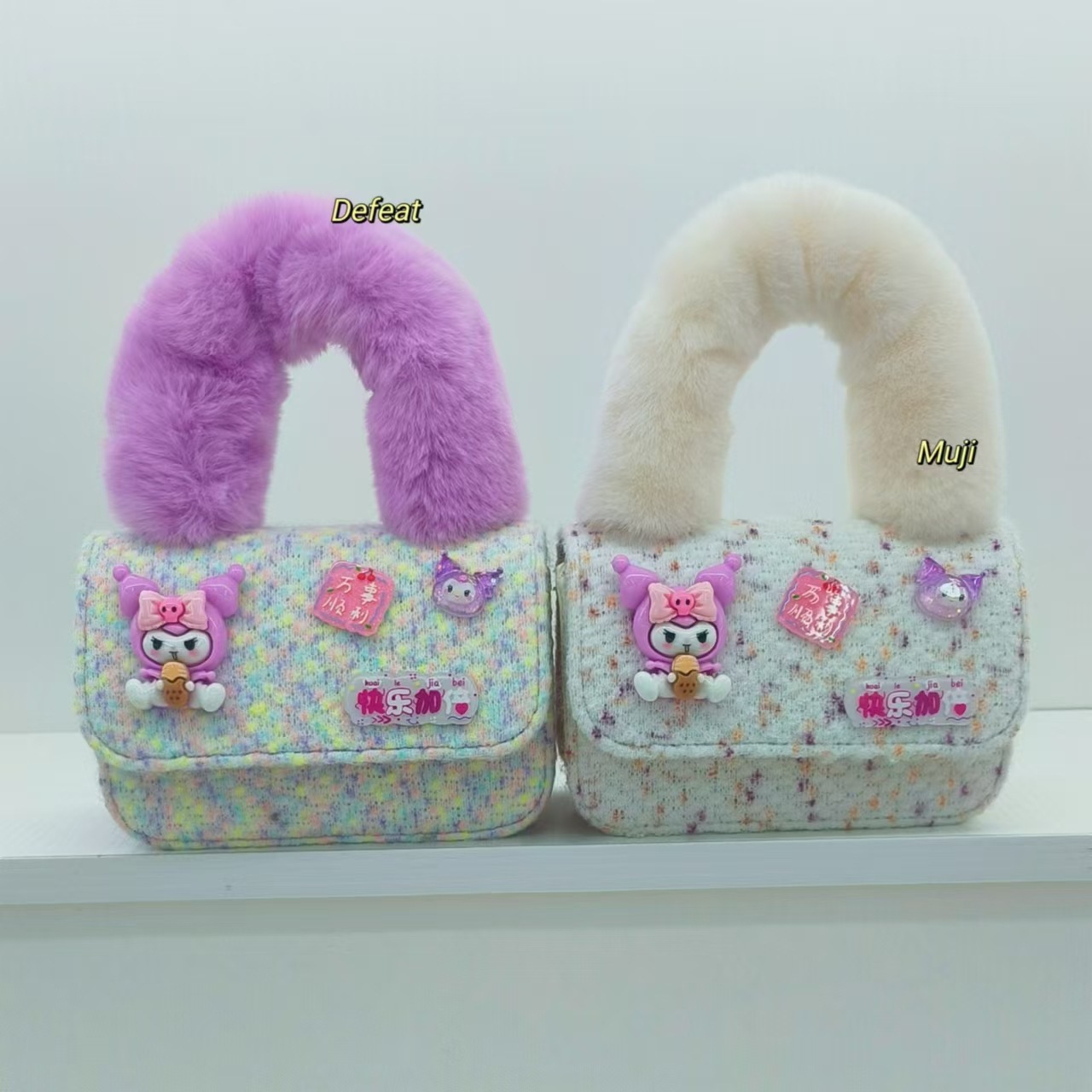 Kulomi cartoon plush handbag, single-shoulder crossbody bag, little girl, princess, loose change accessory bag, small square bag for children Application Scenario