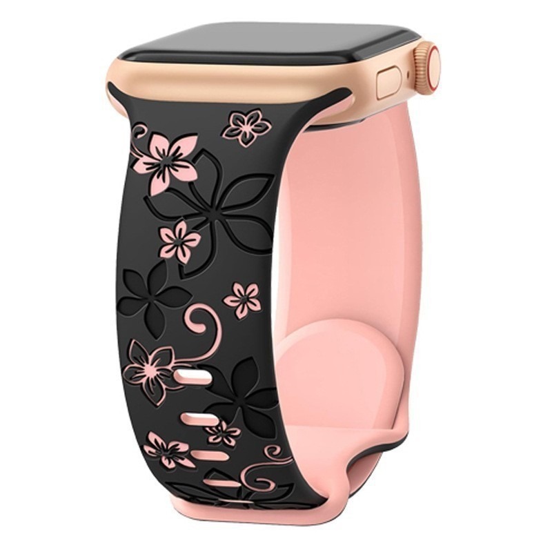 Wholesale of apple watch10 Ultra 1/2 silicone dual-color strap with laser-engraved Bauhinia flower texture Application Scenario