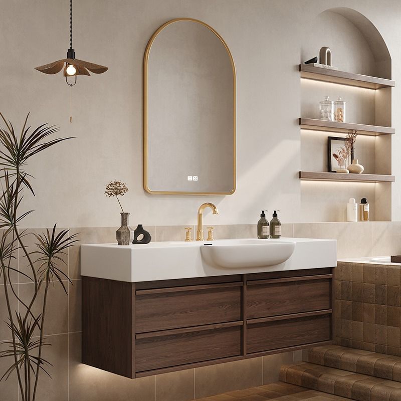 Qimei Stone integrated basin, bathroom cabinet, washbasin, countertop, integrated washbasin cabinet combination, bathroom and sanitary ware details Picture