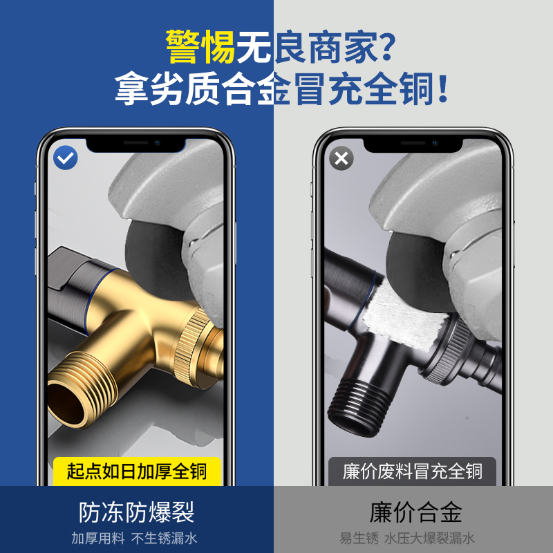 All-copper Angle valve washing machine faucet automatic water stop valve special snap-off joint drum automatic 46 points universal details Picture