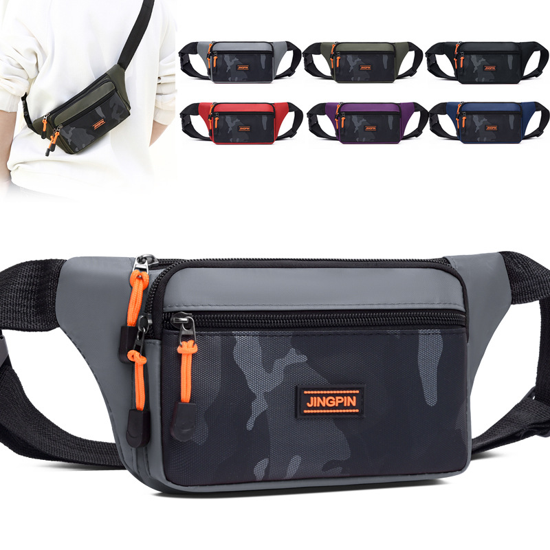 New waterproof waist bag for men, casual, simple, large-capacity cash register change crossbody bag, versatile, trendy and sporty chest bag full figure