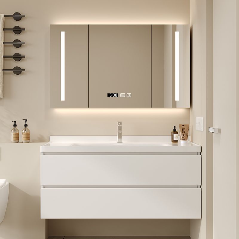 Ceramic one-piece skin-feel white basin bathroom cabinet, hand washing basin, bathroom washbasin combination, modern and simple solid wood Item Picture