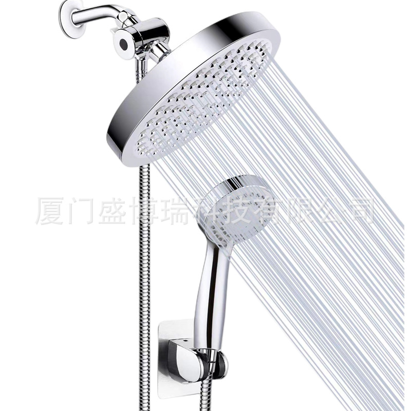 Wholesale of cross-border home and bathroom double shower heads, American-style concealed bracket arm three-way diverter with socket set Item Picture