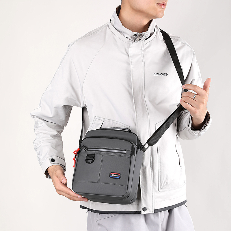 Men's crossbody bag 2024 new style fabric small backpack Men's travel casual single-shoulder bag Versatile Oxford fabric bag Specification drawing