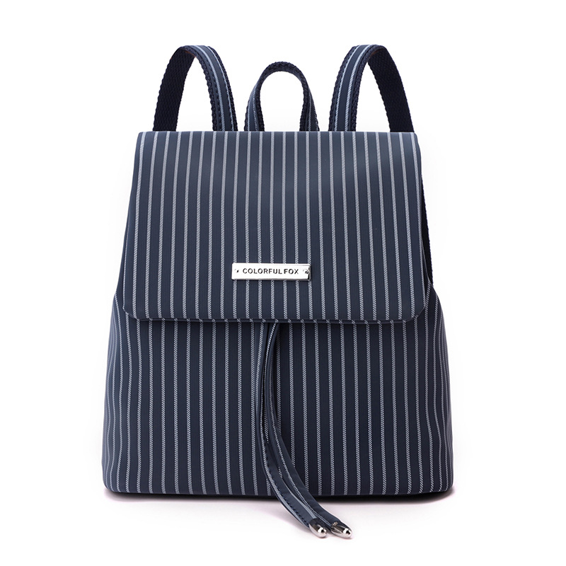 Colorful Fox Korean version niche British style backpack, versatile and high-end bag, striped mini drawstring backpack Item Picture