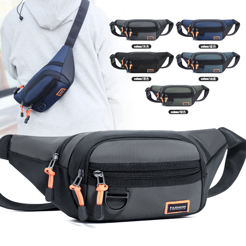 Men's waist bag, large-capacity, fashionable and simple cash register bag, outdoor travel crossbody bag, multi-functional fashionable chest bag, foreign trade full figure
