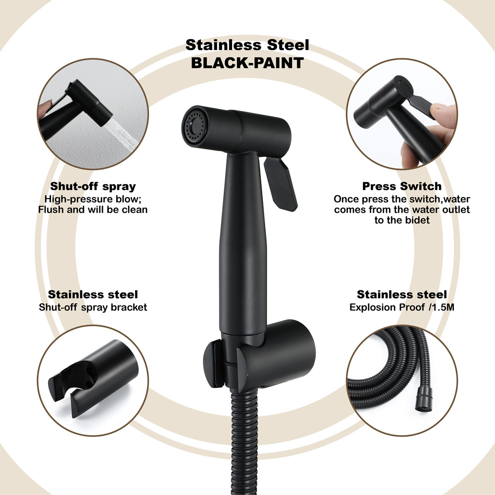 HIDEEP Black Toilet Spray Gun Set, Stainless steel Sanitary faucet, Copper Spray gun, Toilet Flusher HI09021A Application Scenario