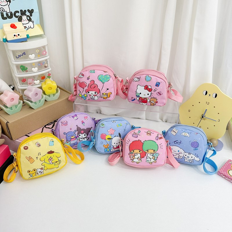 Cute children's printed crossbody bag, small bag for storing snacks for kindergarten students, large-capacity cartoon single-shoulder bag full figure