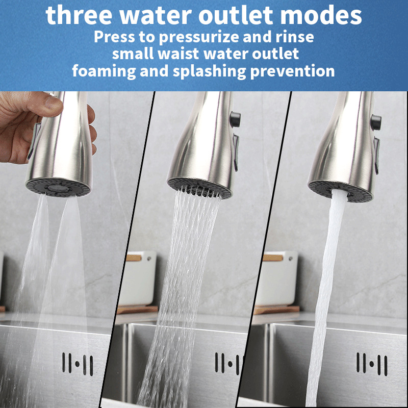 European and American accessories: pull-out faucet nozzle replacement head, cold and hot dual-purpose kitchen sink, expandable and versatile Specification drawing